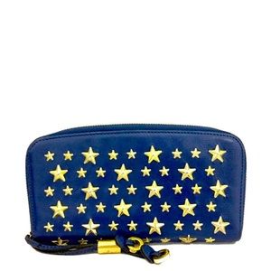 Jimmy Choo Wallet Long Filipa Star Studded Leather Zip Around